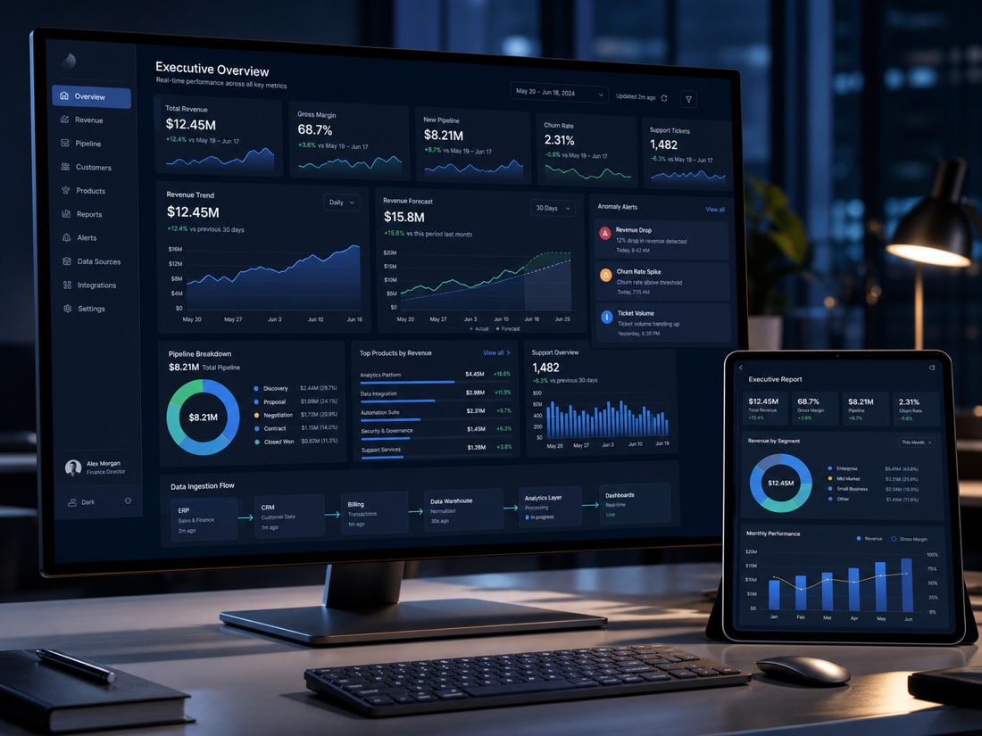 FinSight cloud analytics dashboard mockup